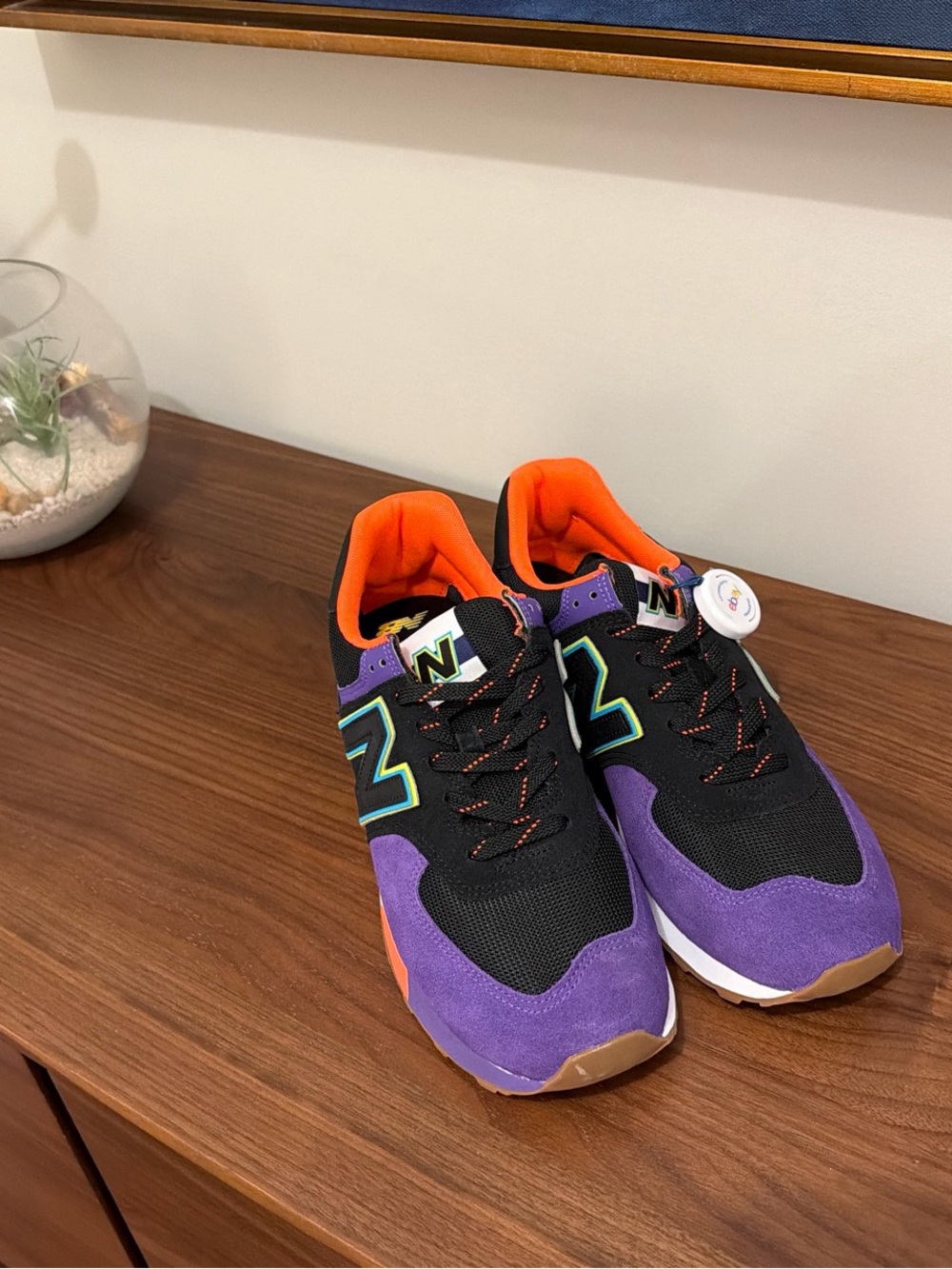 New Balance 574 men’s' Purple & Orange Athletic Sneakers